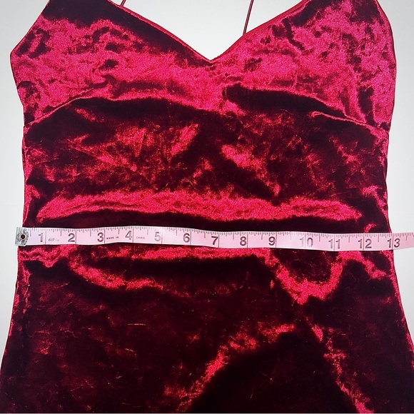 Red maroon velvet mini dress fashion nova spaghetti strap club wear Size Medium - Picture 5 of 7